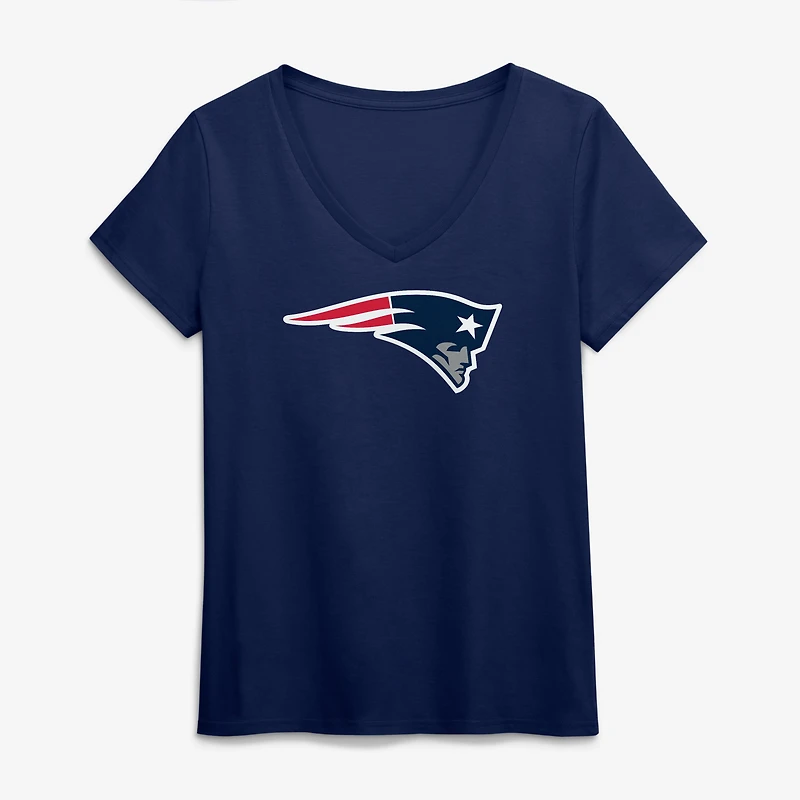 Women's Logo Athletic White New England Patriots Primary V-Neck T-Shirt