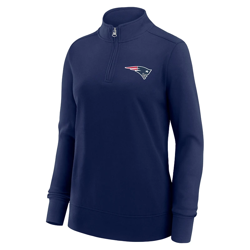 Veste à logo athlétique bleu marine New England Patriots Velocity fermeture éclair quart de tour pour femme