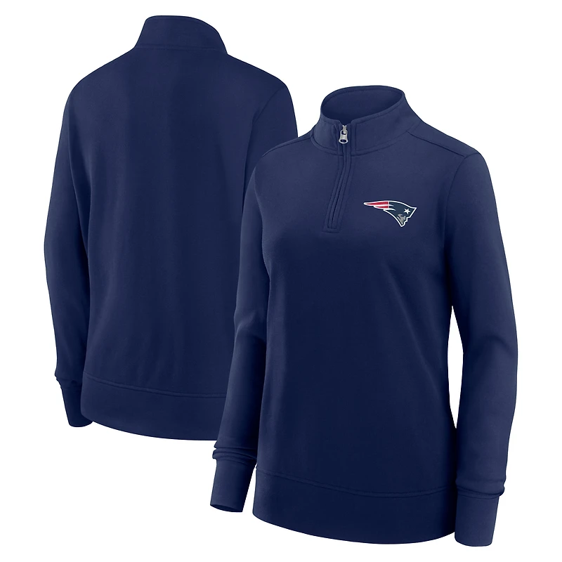 Veste à logo athlétique bleu marine New England Patriots Velocity fermeture éclair quart de tour pour femme