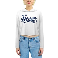 Women's Majestic Threads Drake Maye White New England Patriots Glitter Wordmark Hoodie