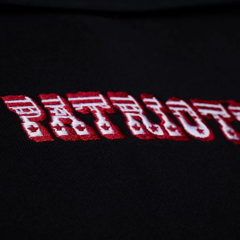 Polo de rugby court à manches longues Mitchell & Ness noir New England Patriots pour femme