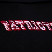 Polo de rugby court à manches longues Mitchell & Ness noir New England Patriots pour femme