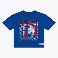 Women's Mitchell & Ness  Royal New England Patriots Street Graphic Boxy Cropped T-Shirt