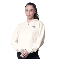 Sweat à capuche zippé Eleanor crème MSX by Michael Strahan pour femme des Patriots de la Nouvelle-Angleterre