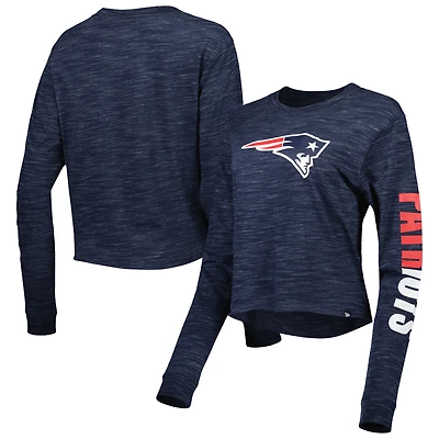 Women's New Era Navy England Patriots Crop Long Sleeve T-Shirt
