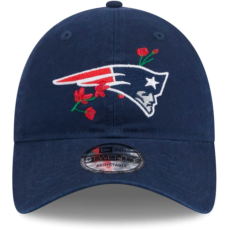Women's New Era Navy New England Patriots Game Day Flower 9TWENTY Adjustable Hat