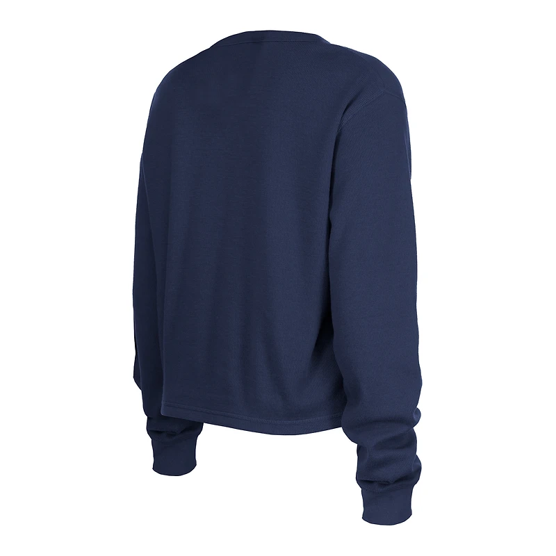 Women's New Era  Navy England Patriots Thermal Crop Long Sleeve T-Shirt