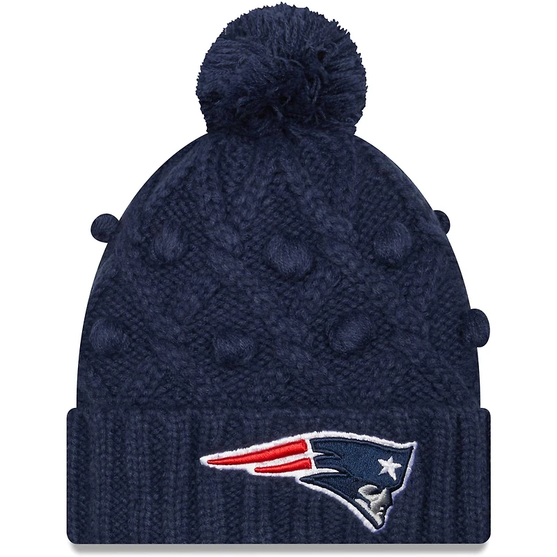 Bonnet en tricot à revers avec pompons pour femme New England Patriots bleu marine New Era - Bonnet