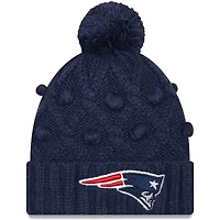 Bonnet en tricot à revers avec pompons pour femme New England Patriots bleu marine New Era - Bonnet