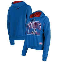 Women's New Era Royal England Patriots Throwback Boxy Pullover Hoodie