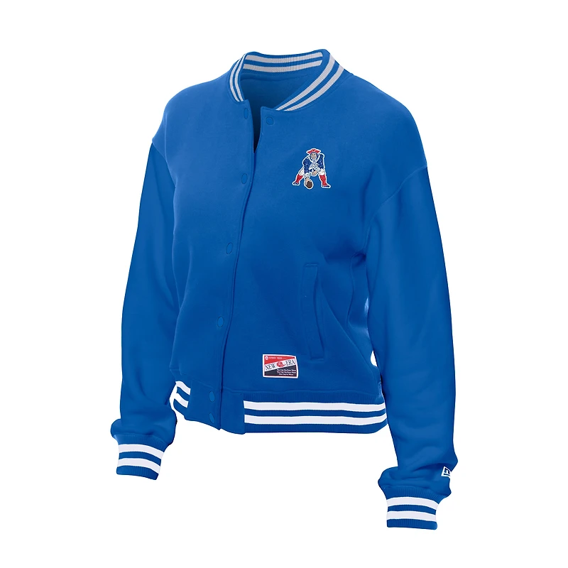 Women's New Era Royal England Patriots Throwback Fleece Full-Snap Jacket