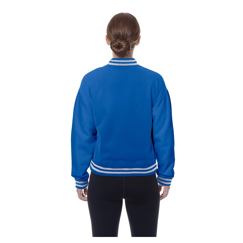 Women's New Era  Royal England Patriots Throwback Fleece Full-Snap Jacket