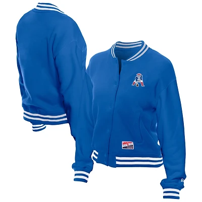 Women's New Era  Royal England Patriots Throwback Fleece Full-Snap Jacket