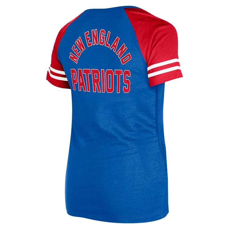 Women's New Era Royal England Patriots Throwback Lace-Up Raglan T-Shirt