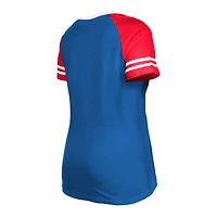 Women's New Era  Royal England Patriots Throwback Raglan Lace-Up T-Shirt