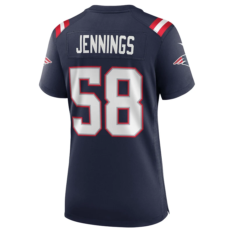 Maillot Nike Anfernee Jennings bleu marine pour femme des New England Patriots