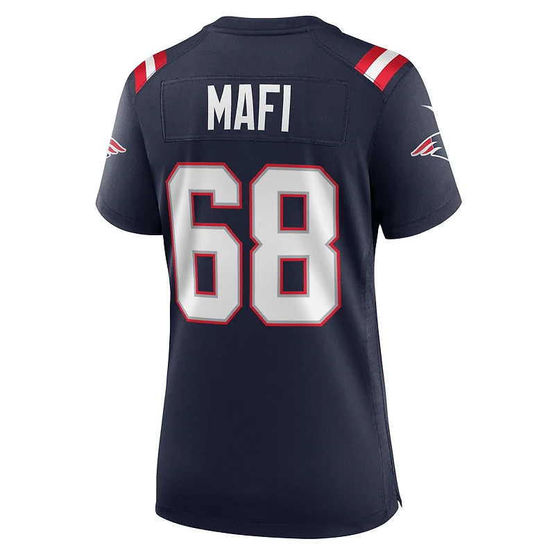 Maillot de match Nike Atonio Mafi bleu marine des New England Patriots pour femme