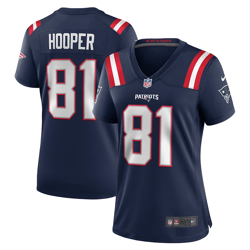 Maillot Nike Austin Hooper bleu marine pour femme des New England Patriots