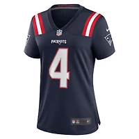 Maillot de match Nike Bailey Zappe bleu marine des New England Patriots pour femme