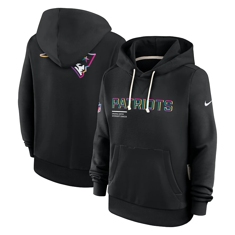 Sweat à capuche Nike noir Dri-FIT NFL Crucial Catch Sideline pour femme, modèle 2025 des New England Patriots