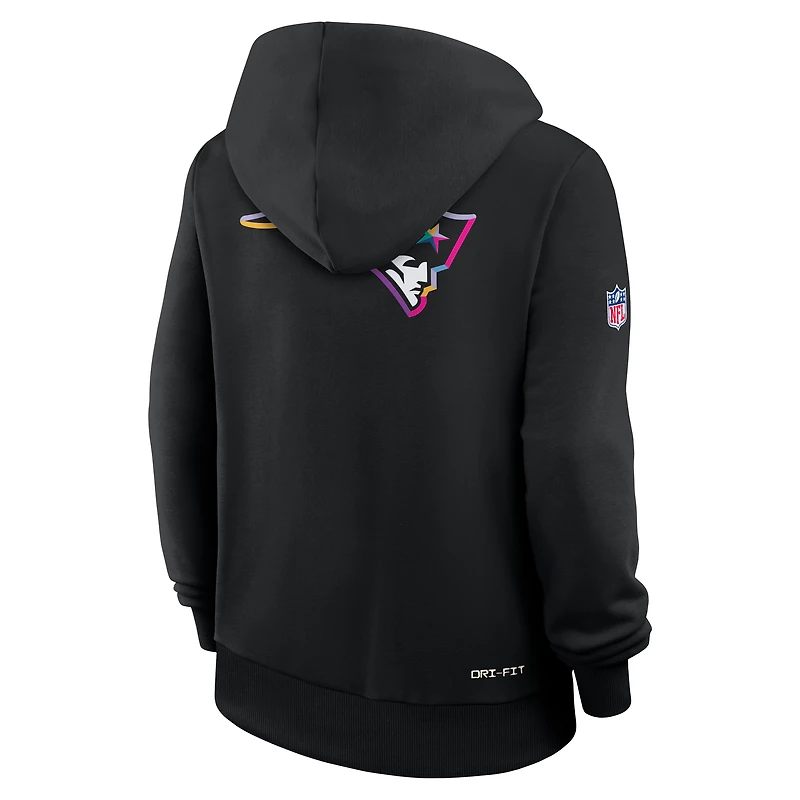 Sweat à capuche Nike noir Dri-FIT NFL Crucial Catch Sideline pour femme, modèle 2025 des New England Patriots
