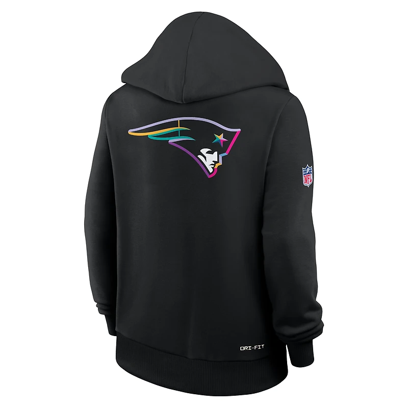 Sweat à capuche Nike noir Dri-FIT NFL Crucial Catch Sideline pour femme, modèle 2025 des New England Patriots