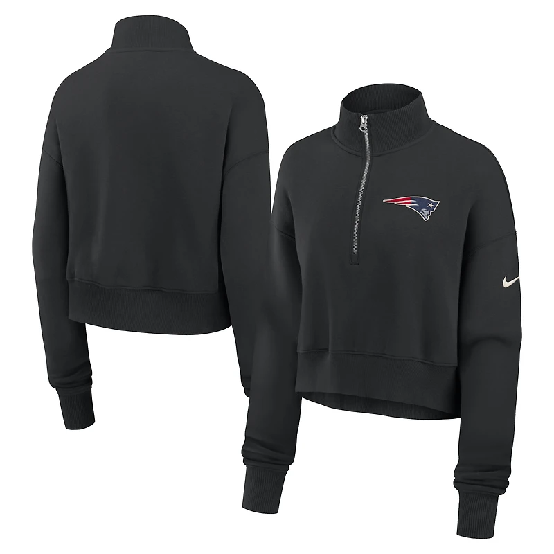 Women's Nike New England Patriots Legacy Phoenix Fleece Cropped Half-Zip Sweatshirt