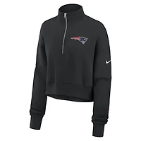 Women's Nike Black New England Patriots Legacy Phoenix Fleece Cropped Half-Zip Sweatshirt