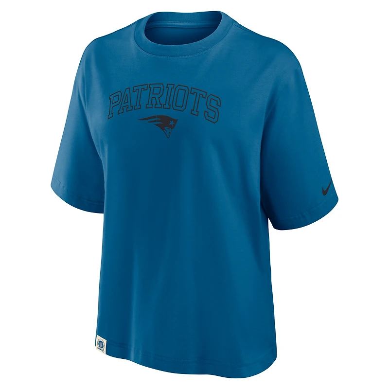 T-shirt Nike bleu Glory Arch Boxy pour femme des New England Patriots