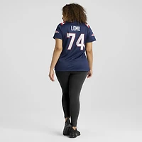 Maillot de match Nike Caleb Lomu bleu marine des New England Patriots pour femmes