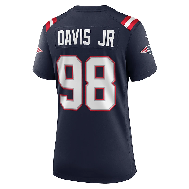Maillot de match Nike Carl Davis Jr. bleu marine pour femme des New England Patriots