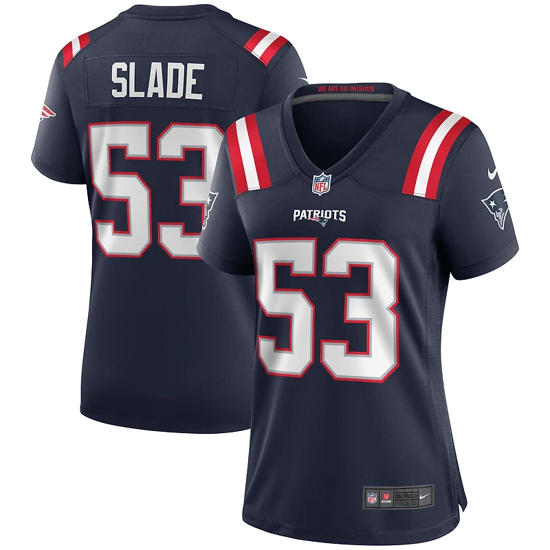 Maillot de joueur retraité Nike Chris Slade pour femme des New England Patriots Game, bleu marine