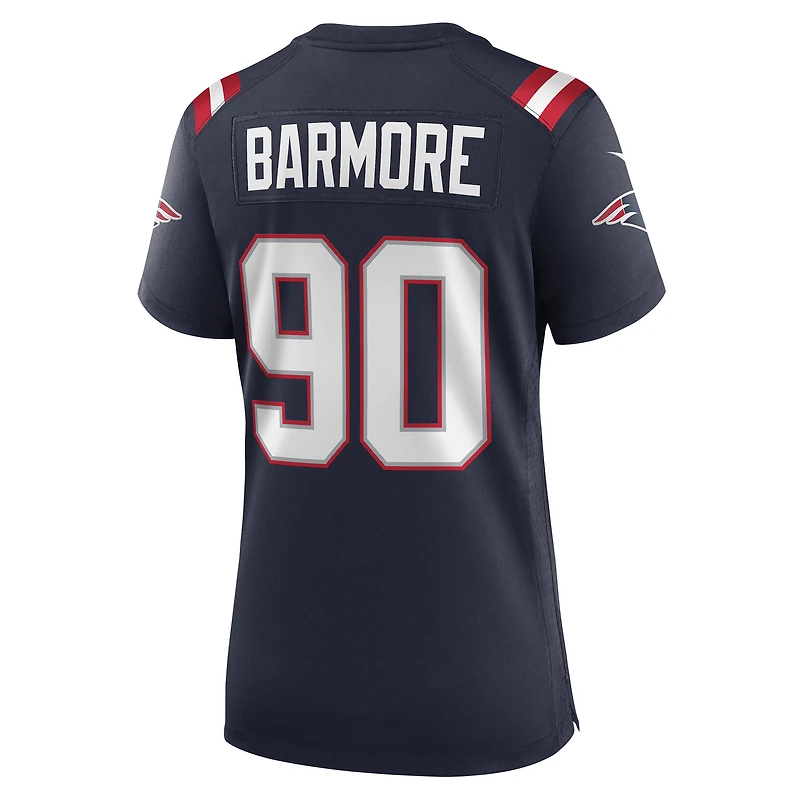 Maillot Nike Christian Barmore bleu marine pour femme des New England Patriots