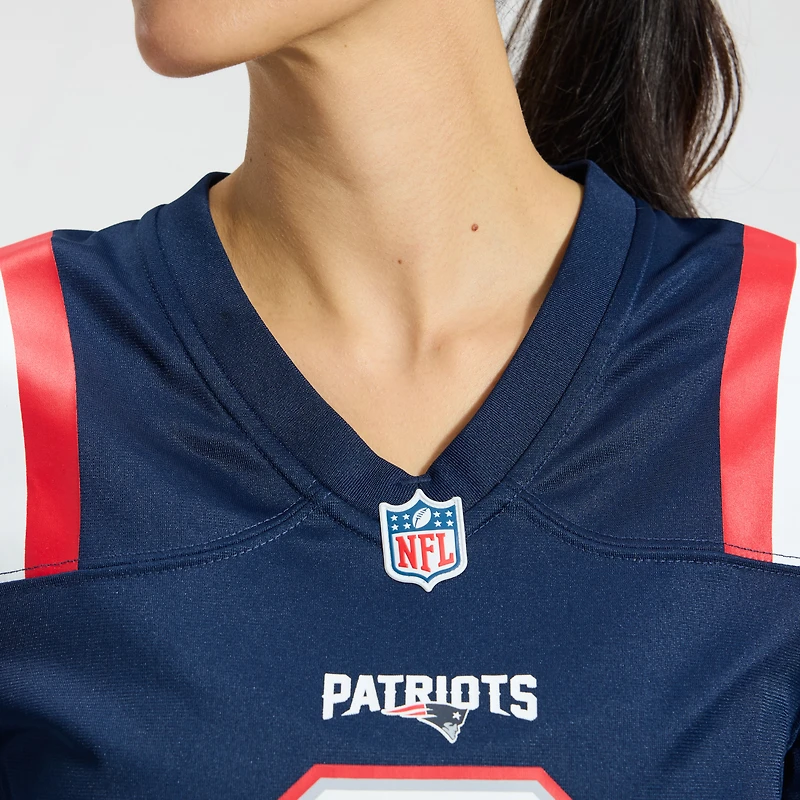 Maillot de match Nike Christian Gonzalez bleu marine New England Patriots pour femme