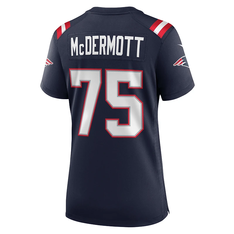 Maillot de match Nike Conor McDermott bleu marine des New England Patriots pour femme