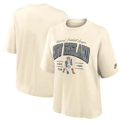 T-shirt Nike crème pour femme, style vintage mod, New England Patriots
