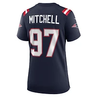 Maillot de match Nike DaMarcus Mitchell bleu marine des New England Patriots pour femme