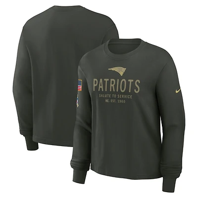 Women's Nike Dark Green New England Patriots 2025 Salute to Service Sideline Dri-FIT Long Sleeve T-Shirt