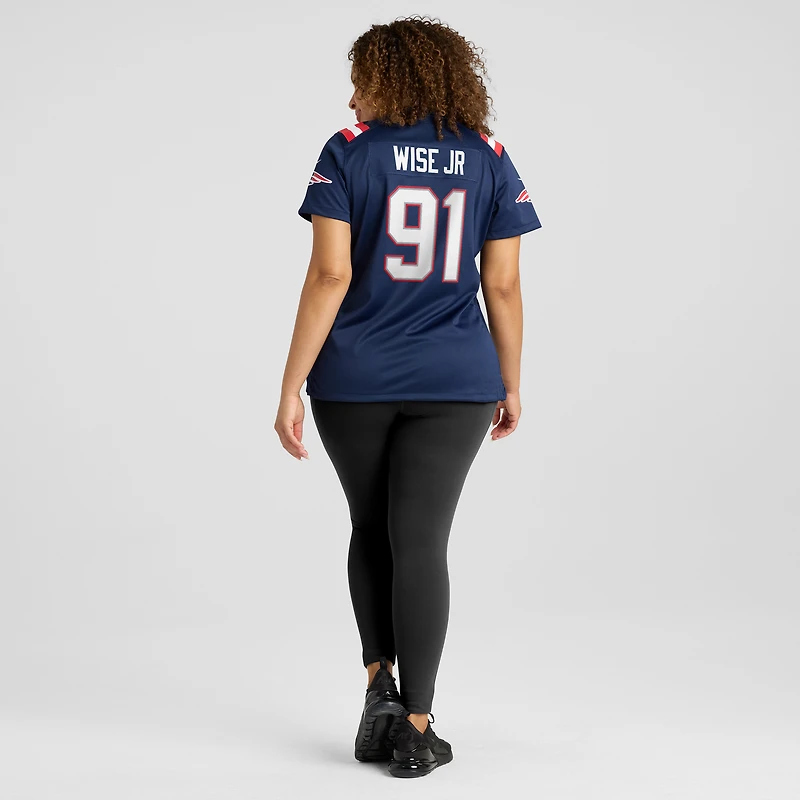 Maillot de match Nike Deatrich Wise Jr. bleu marine pour femme des New England Patriots