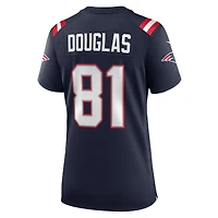 Maillot de match Nike Demario Douglas bleu marine des New England Patriots pour femme