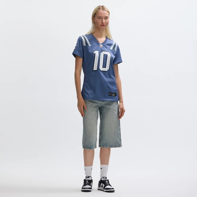 Women's Nike Drake Maye Storm Blue New England Patriots 2025 Rivalries Collection Game Jersey