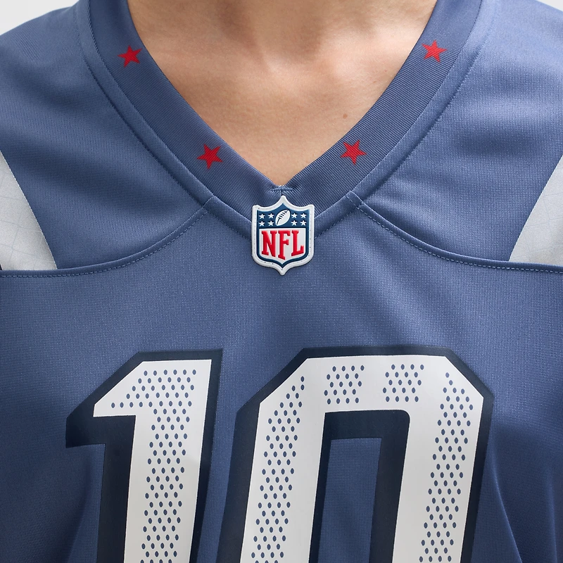 Women's Nike Drake Maye Storm Blue New England Patriots 2025 Rivalries Collection Game Jersey