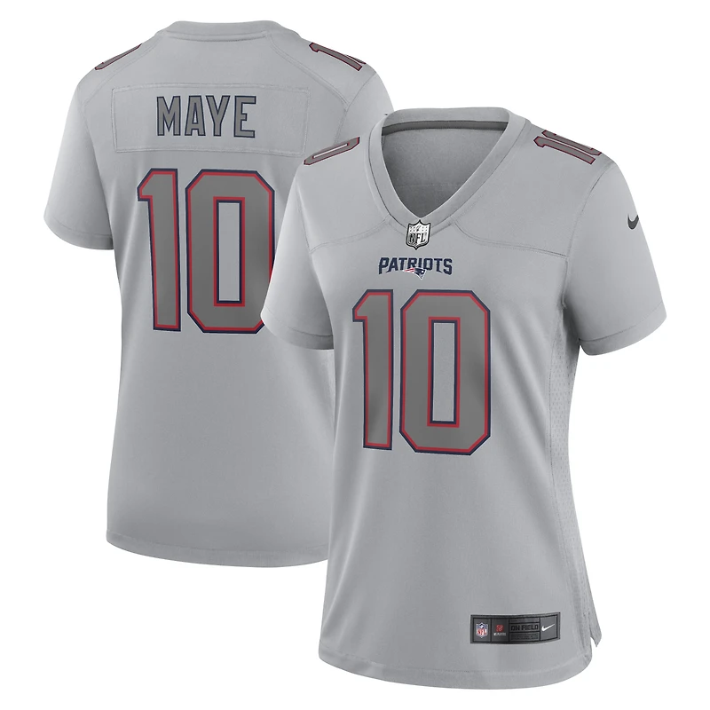 Women's Nike Drake Maye Gray New England Patriots Fashion Atmosphere Game Jersey