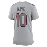 Maillot de match Nike Drake Maye gris New England Patriots pour femme