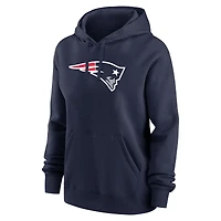 Sweat à capuche polaire Nike Drake Maye bleu marine pour femme, avec nom et numéro du joueur des New England Patriots