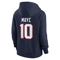 Sweat à capuche polaire Nike Drake Maye bleu marine pour femme, avec nom et numéro du joueur des New England Patriots