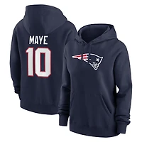 Sweat à capuche polaire Nike Drake Maye bleu marine pour femme, avec nom et numéro du joueur des New England Patriots
