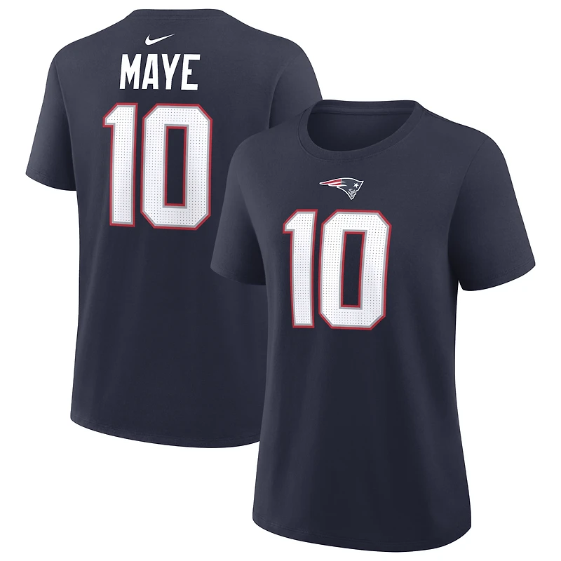 Women's Nike Drake Maye Navy New England Patriots Player Name & Number T-Shirt
