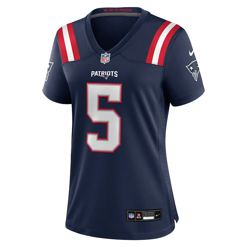 Maillot de match Nike Dre'Mont Jones bleu marine des New England Patriots pour femmes