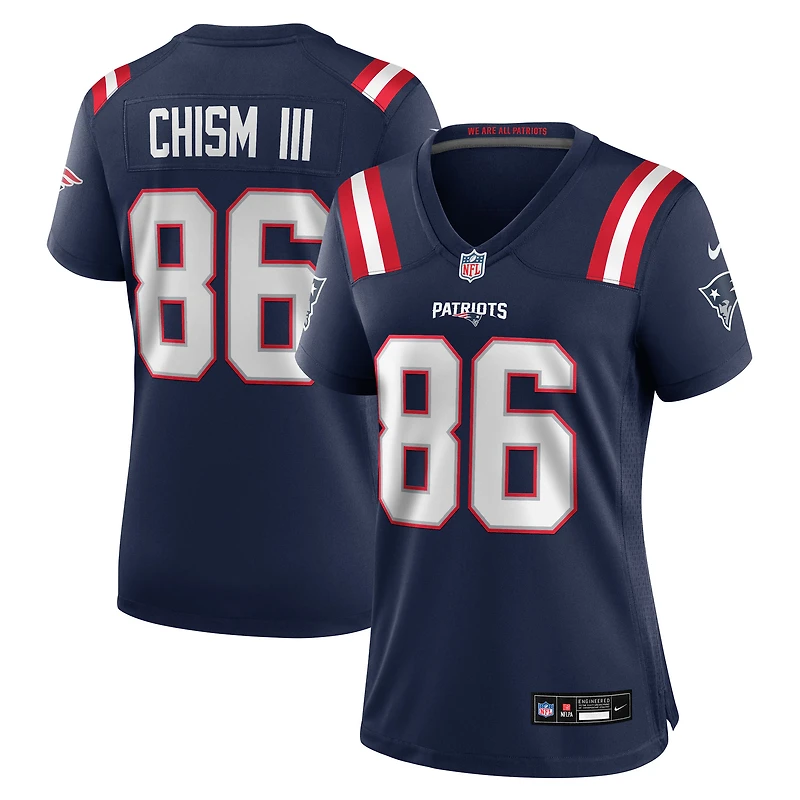 Maillot de match Nike Efton Chism III bleu marine pour femme des New England Patriots